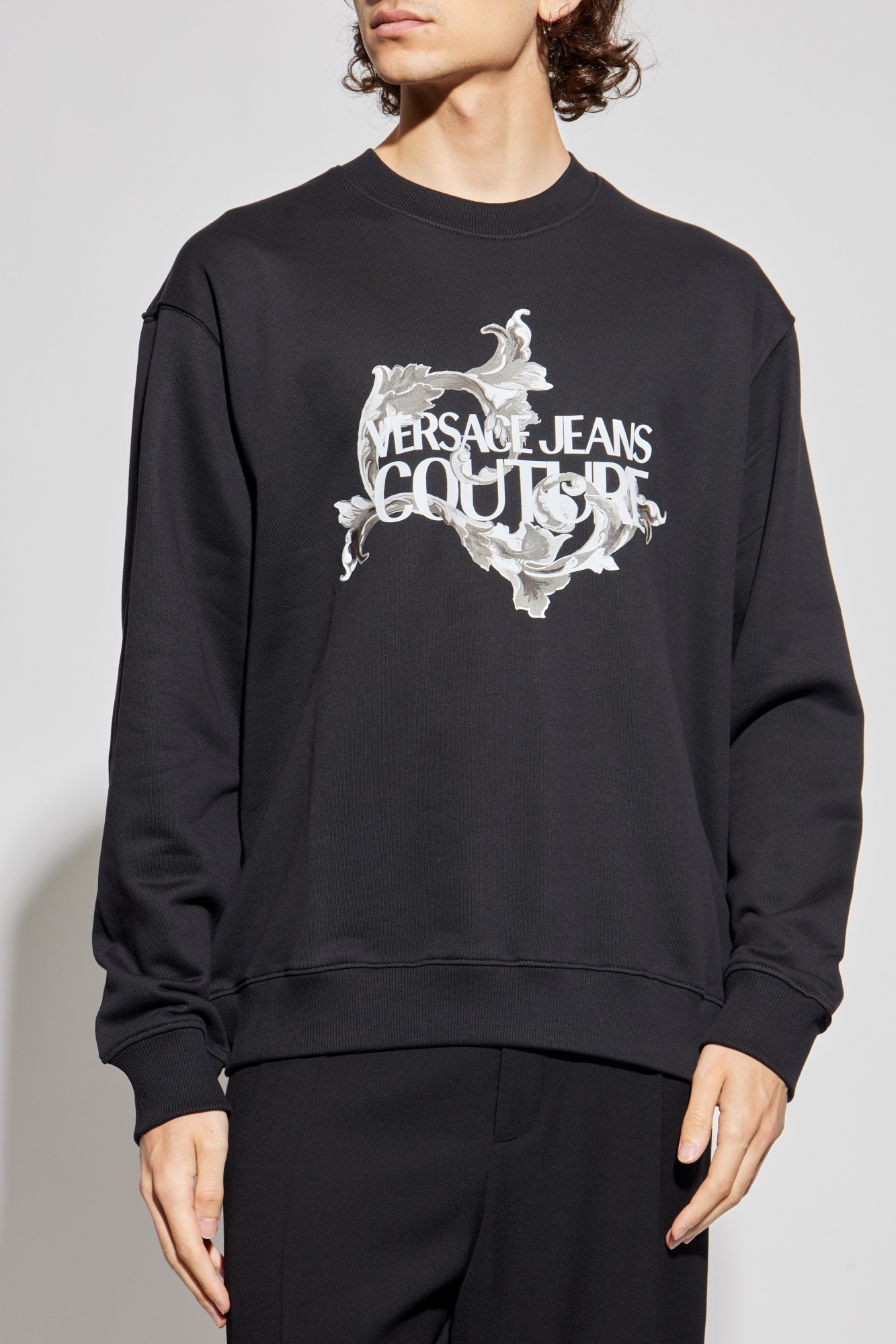 スウェット・トレーナー VERSACE JEANS Black Cotton Sweatshirt Versace Jeans Couture Couture Chain Cotton Sweatshirt